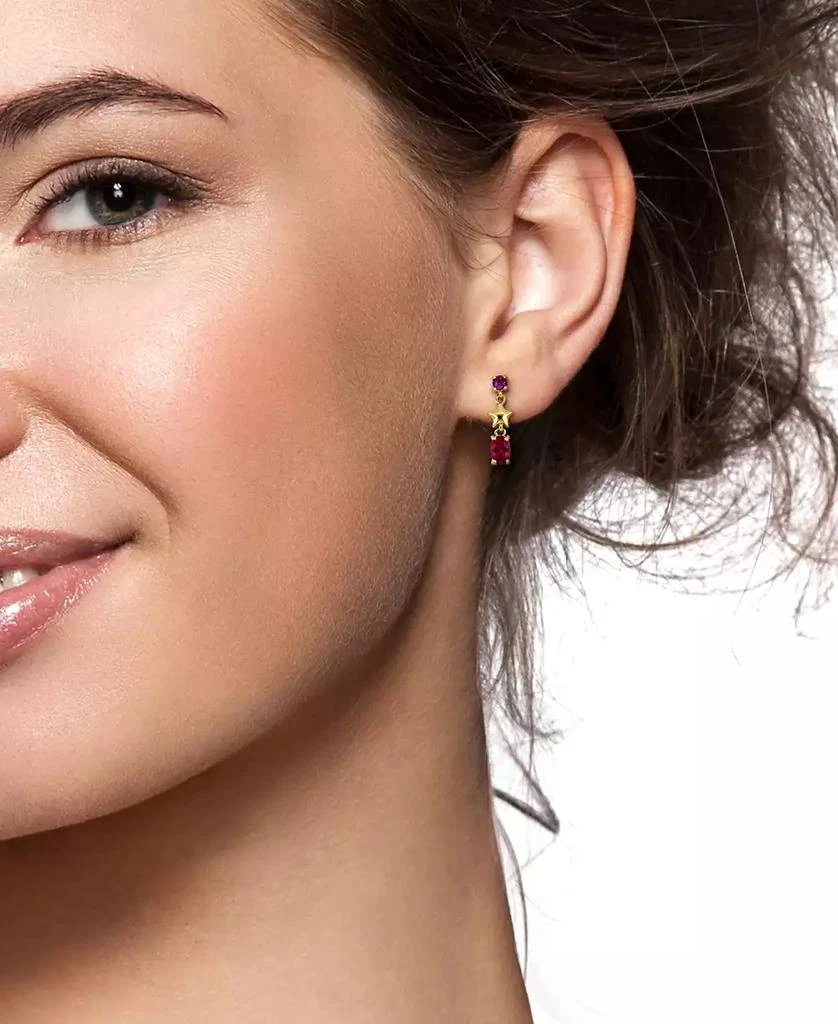 Macy
s Ruby (1 ct. t.w.) and Pink Sapphire (1/4 ct. t.w.) Star Drop Earrings in 18k Gold Flash Plated Sterling Silver 3