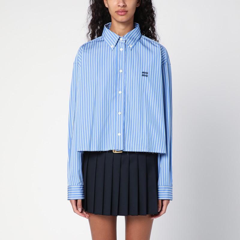 Miu Miu Blue striped shirt with logo