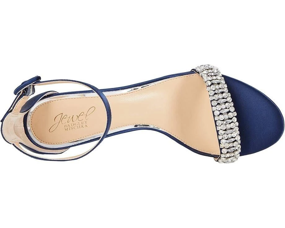 Badgley Mischka James Slide Women's Size 8 Navy Satin Rhinestone Sandal ZPO1333 5