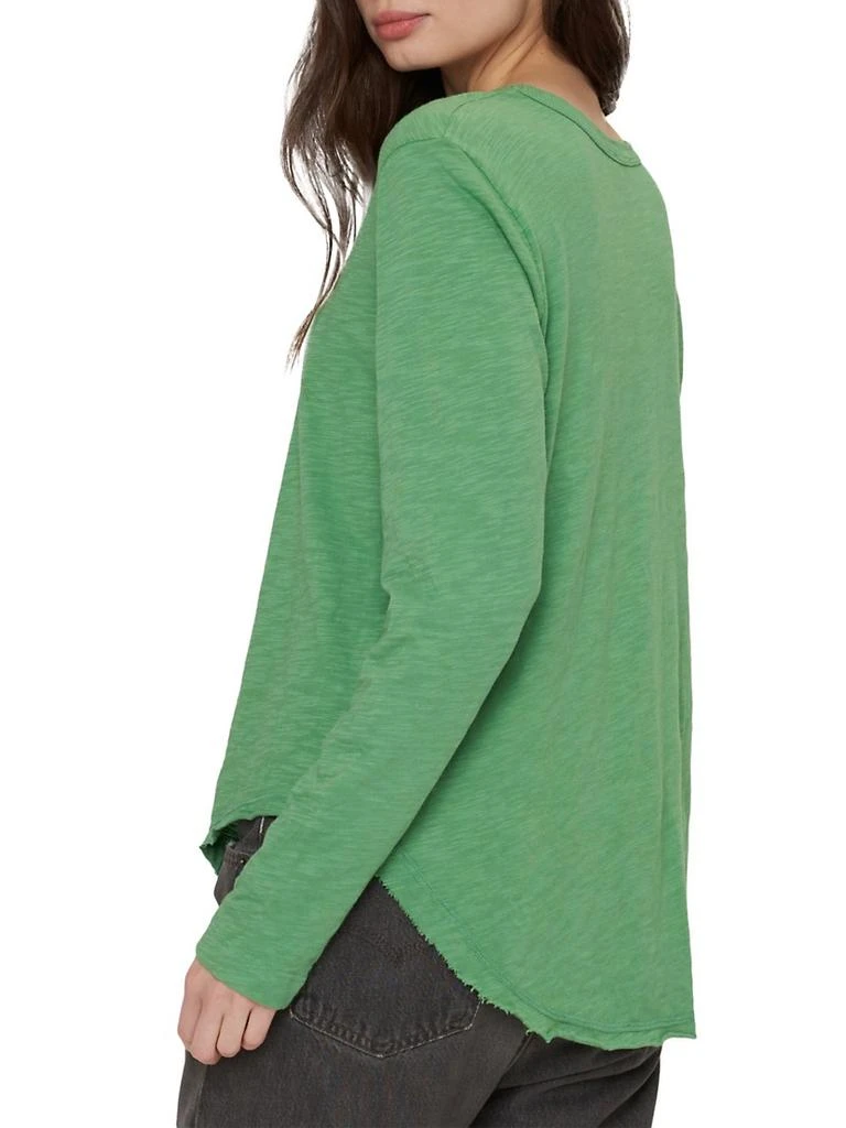 Wilt Long Sleeve V-Neck Raw Hem Shirttail 5