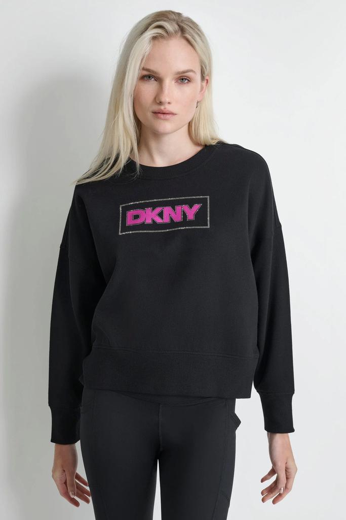 DKNY RHINESTONE LOGO CREW NECK