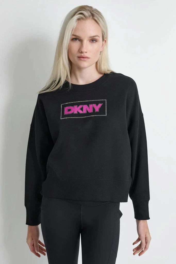 DKNY RHINESTONE LOGO CREW NECK 1