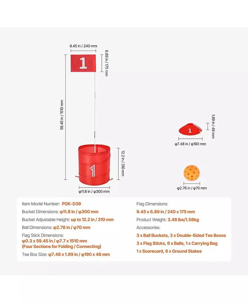HONGGE Outdoor Golf Yard Game Set with Buckets Balls Flags and Storage Bag 4