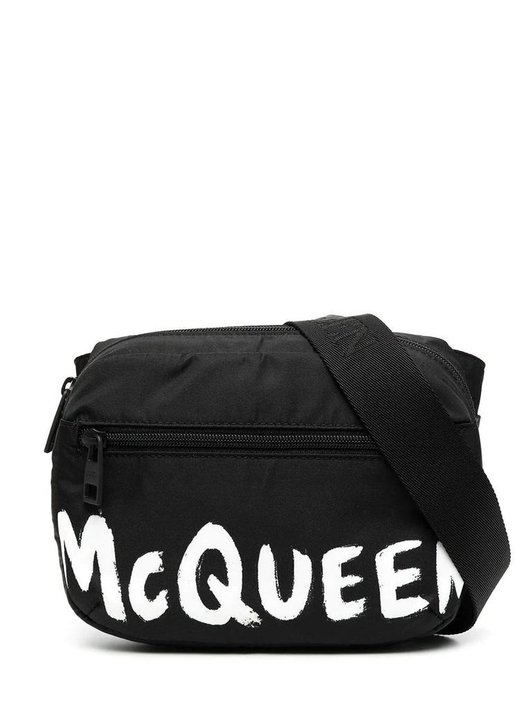 NA Black printed McQueen graffiti signature belt bag