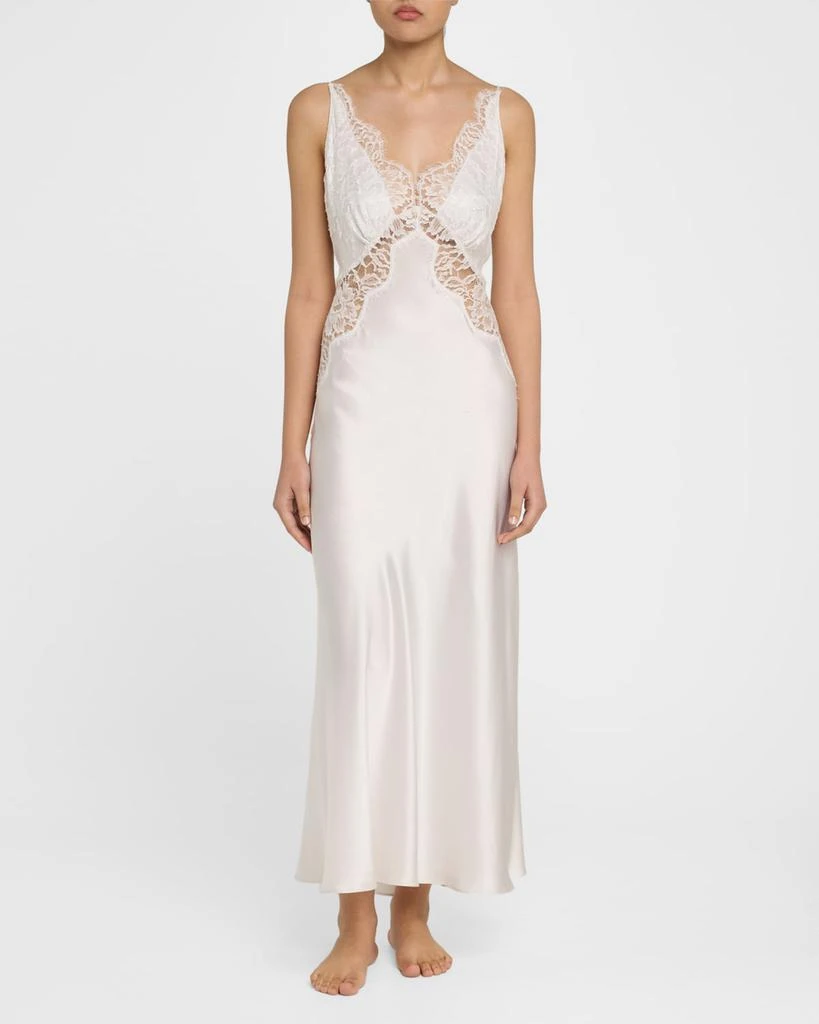 Christine Lingerie Backless Lace & Silk Charmeuse Nightgown 2