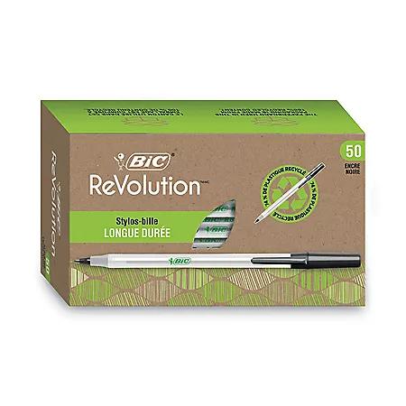 BIC BIC Ecolutions Round Stic Ballpoint Pen, 1mm, Medium, Black Ink, 50ct.