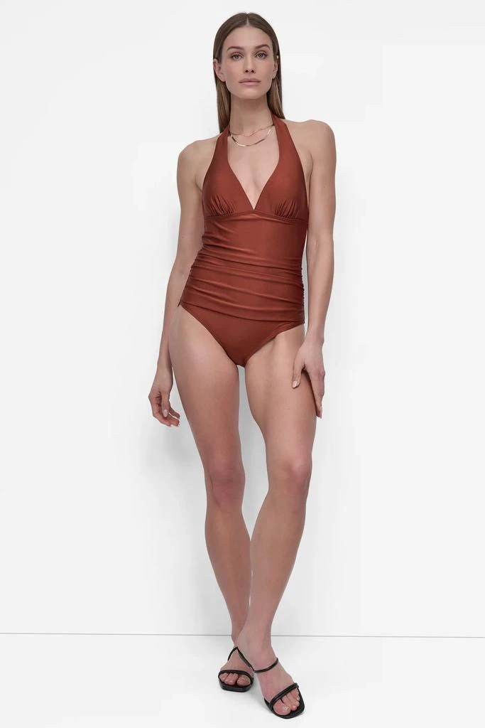 DKNY SHIRRED HALTER ONE PIECE 7