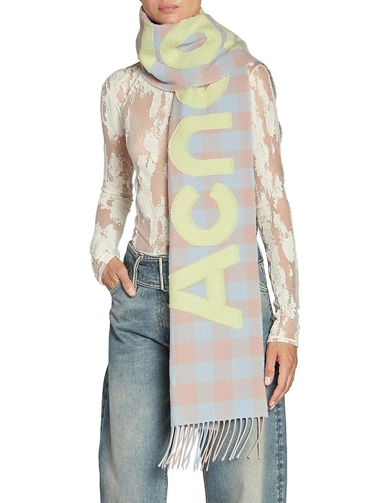 Acne Studios Veda Check Wool Logo Scarf 1
