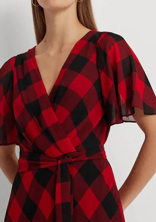 Ralph Lauren Buffalo Check Belted Georgette Dress 3