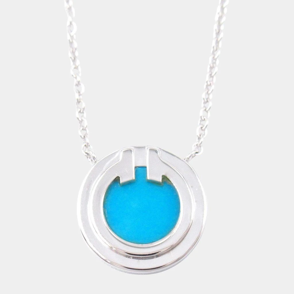 Tiffany & Co. Tiffany & Co. Turquoise Circle Pendant Necklace 18k White Gold Blue Metal 1