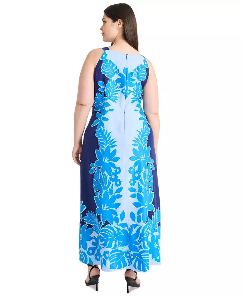 Maggy London Plus Size Placement-Print Square-Neck Dress
