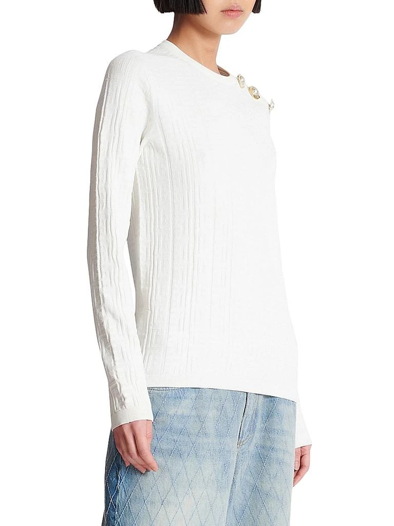 Balmain Embellished Monogram-Knit Top 5