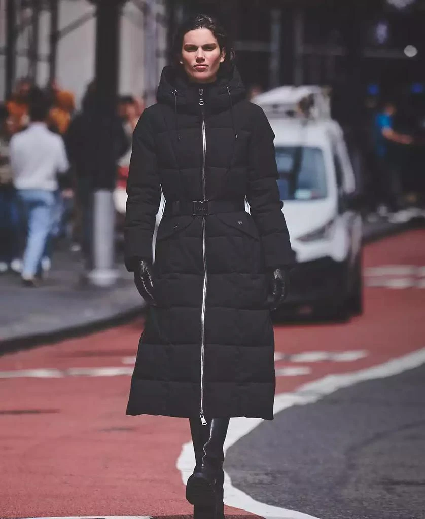 DKNY Womens Maxi Belted Hooded Puffer Coat 9