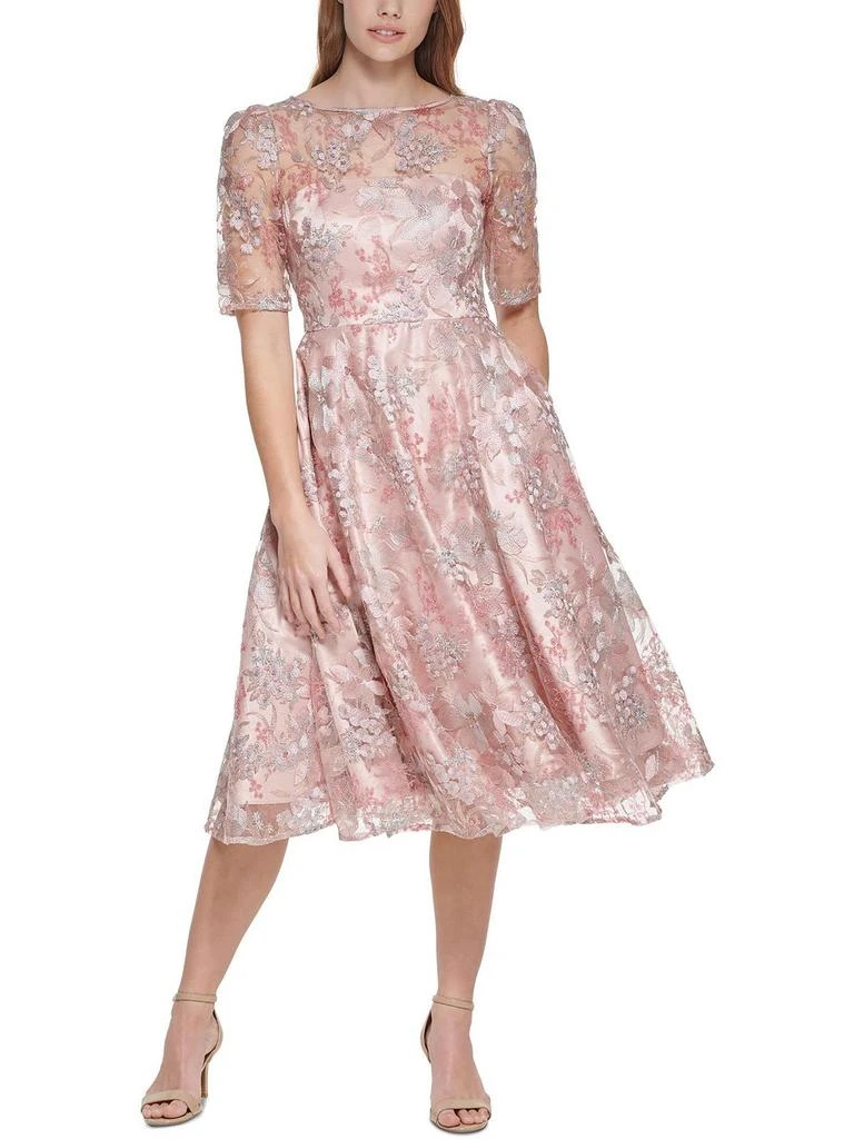Eliza J Womens Embroidered Midi Fit & Flare Dress 1