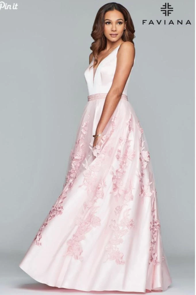 Faviana Long Gown With Tulle Skirt 3