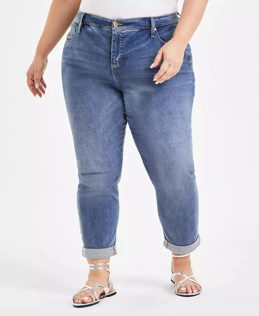 INC International Plus Size Slim Tech Rolled-Cuff Boyfriend Jeans, Created for Macy's 2