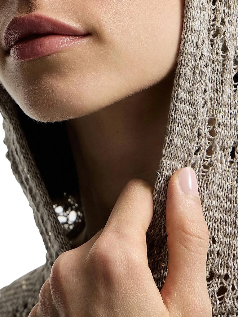 Brunello Cucinelli Dazzling Water Lillies Hooded Sweater in Linen and Cotton 4