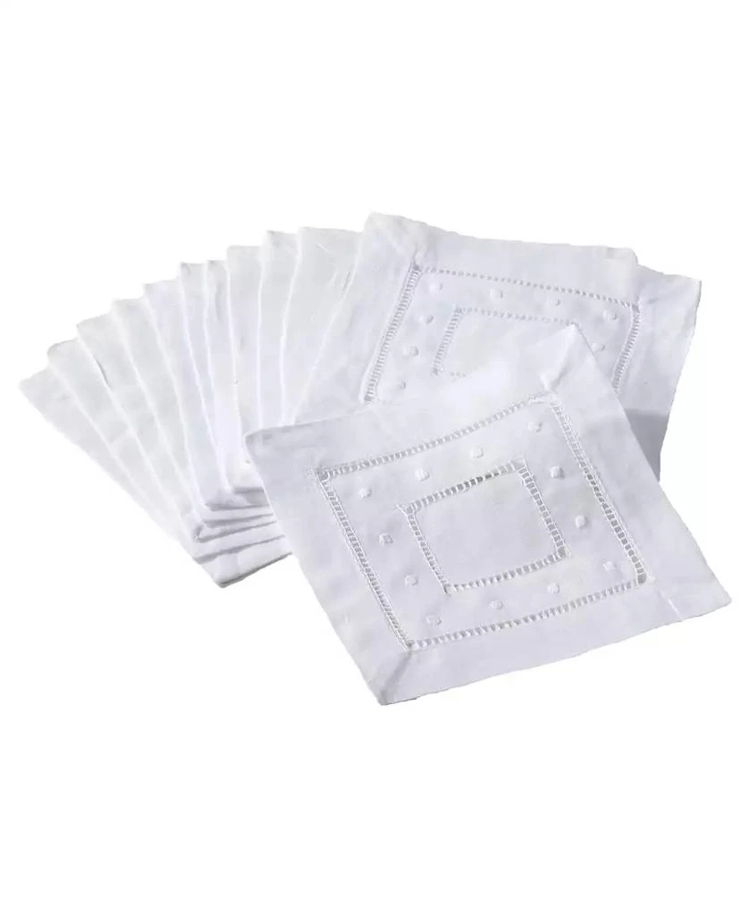 Saro Lifestyle Swiss Dot Collection Embroidered and Hemstitch Napkins, Set of 12