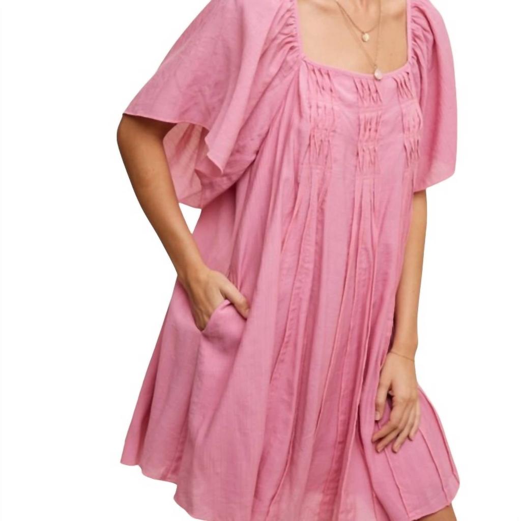 Listicle Ruffle Design Babydoll Dress In Pink