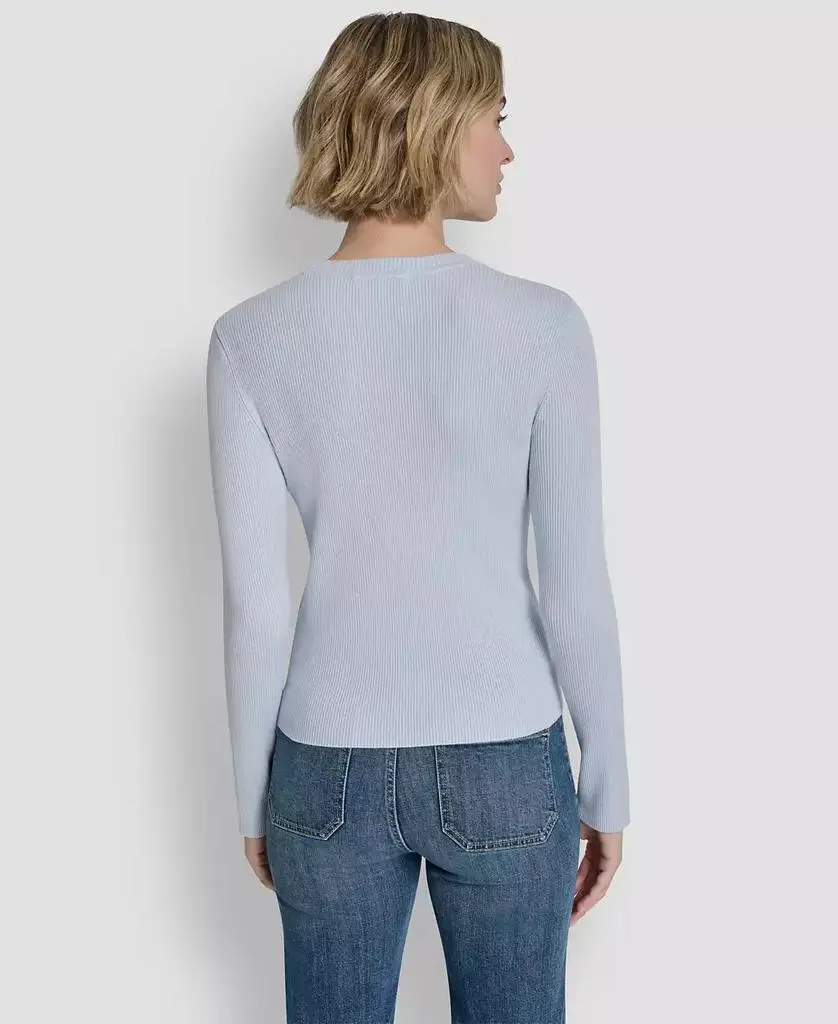 DKNY Women's Long-Sleeve Logo Trim Crewneck Sweater 5