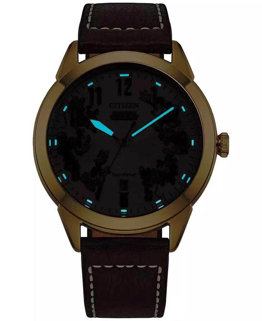 Citizen Eco-Drive Men's Disney Brown Leather Strap Watch 41mm 4