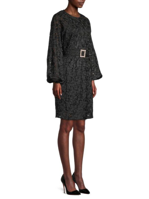 Rachel Parcell Belted Embroidered-Mesh Dress 3