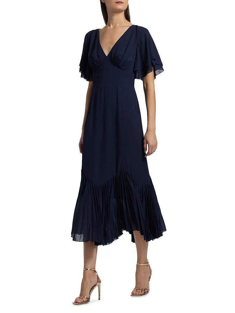 Salvia Pleated Ruffle Midi-Dress  On Sale Now with Up to 25% Off |  Discover Exclusive Deals & Savings at BeyondStyle  Authentic Reformation  pleated|women's apparel|contemporary|women's|dresses|short  sleeve|midi-length|conscious materials|v-neck ...