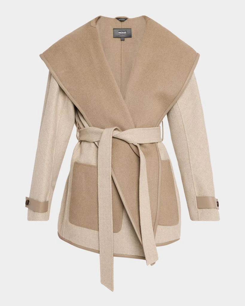 Mackage Paya-HB Double-Face Wool Wrap Coat with Hood