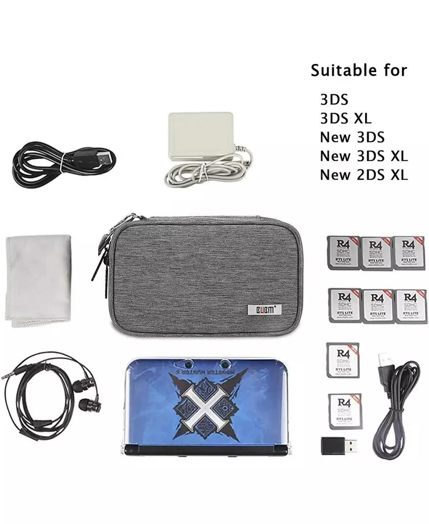 BUBM Gray Travel Case for Nintendo 3DS/3DS XL/New 2DS XL - Double Compartment Protective Carrying Bag with Accessory Storage 3