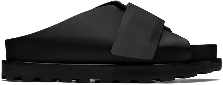 ★Jil Sander★ Cross Strap Nappa Slides Black JS38044A152000 MUSINSA | JIL SANDER Cross Strap Napa Slide - Black