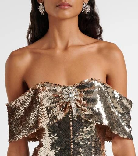 Self Portrait Off-shoulder sequined minidress 4