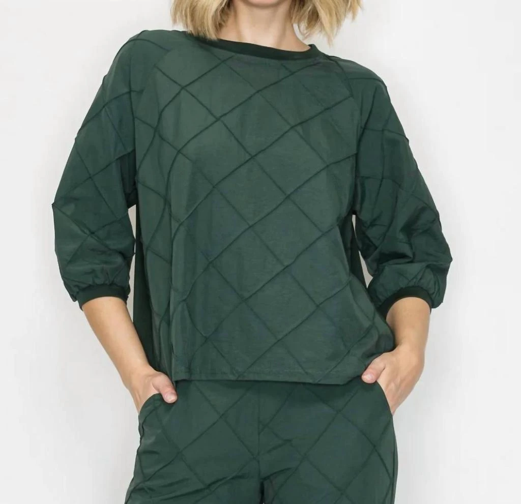 Joh Jacob Stetch Knit Pointe With Textured Woven Top In Hunter Green