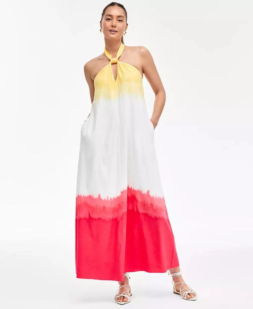 knee length dresses for ladies Dolcezza Simply Art “Turquoise Bloom” by Jennifer Goldberg Linen Dress (24634) Small