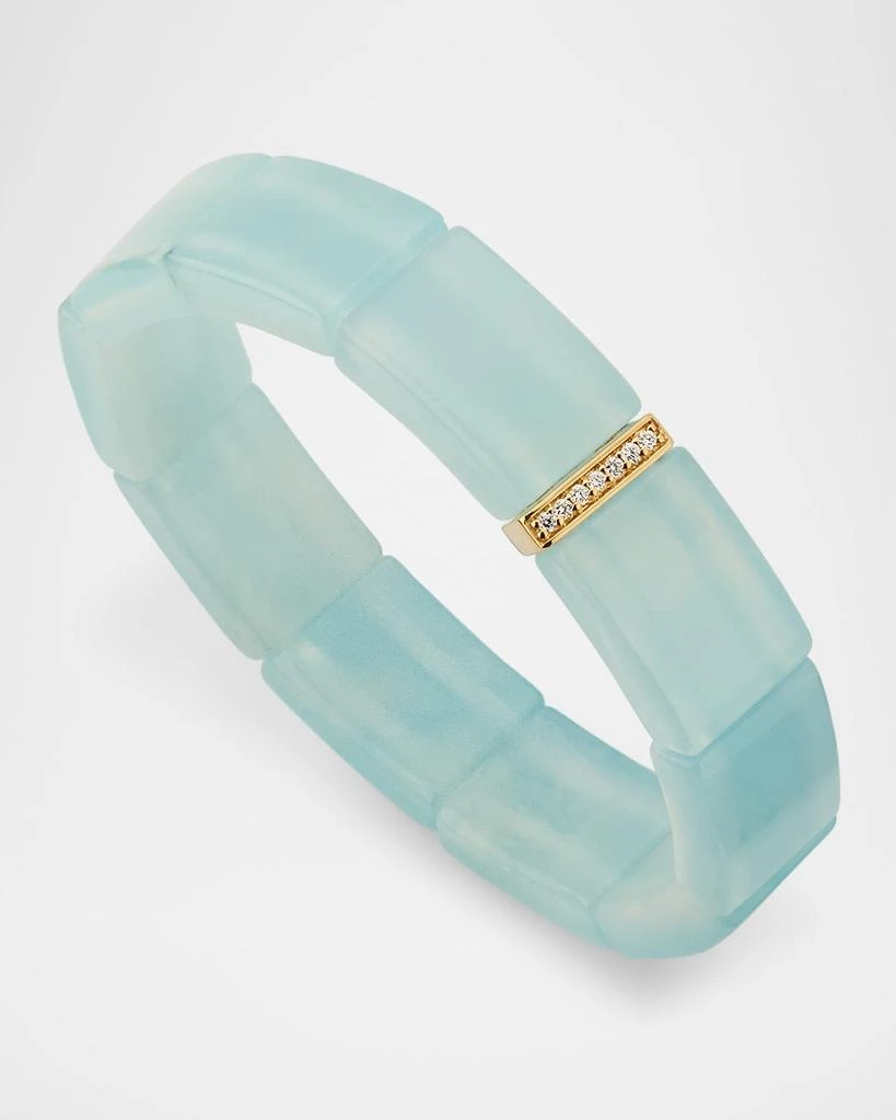 Sydney Evan Small Single Row Pave Spacer on Aquamarine Rectangle Bead Bracelet 3