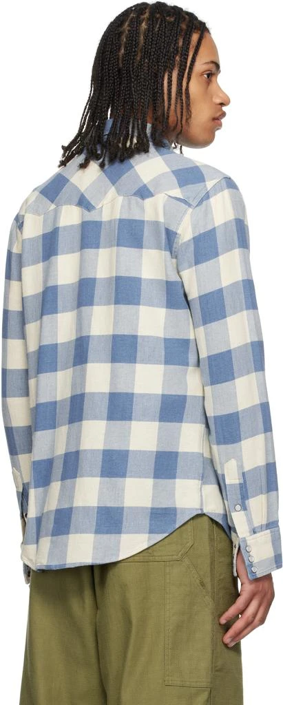 RRL Blue & White Slim Fit Plaid Twill Western Shirt 3