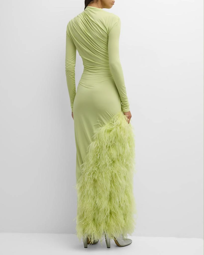 LAPOINTE Feather Draped Lightweight Matte Jersey Maxi Dress 6