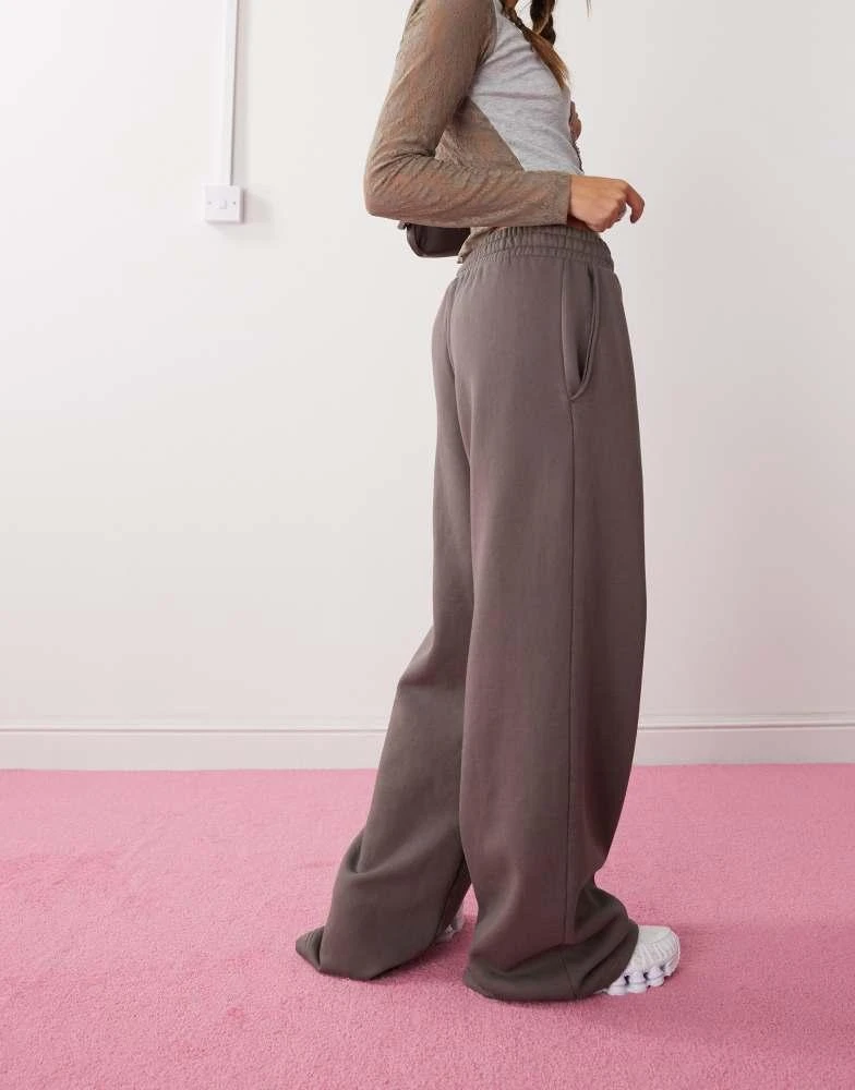 Weekday Weekday wide leg heavyweight jersey joggers in grey 3