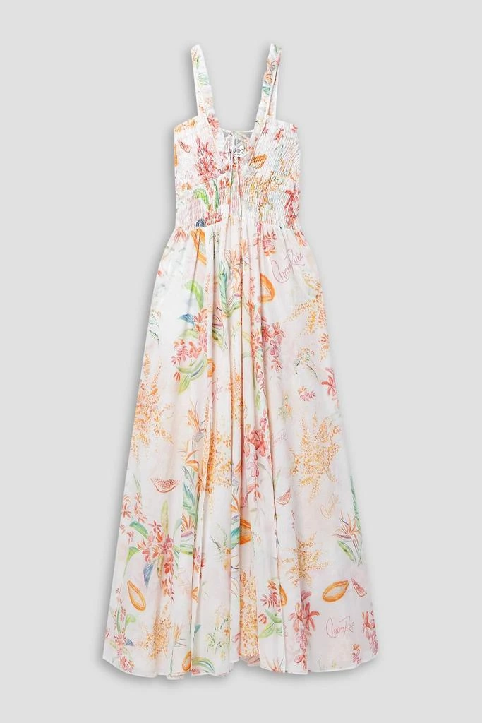 Charo Ruiz Ibiza Coa shirred printed cotton-voile maxi dress 1