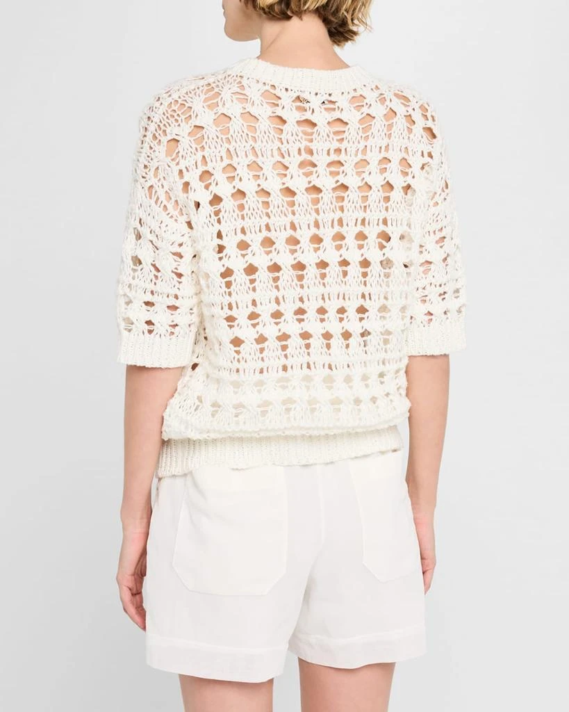 Brunello Cucinelli Openwork Knit Cotton Jute Top 3