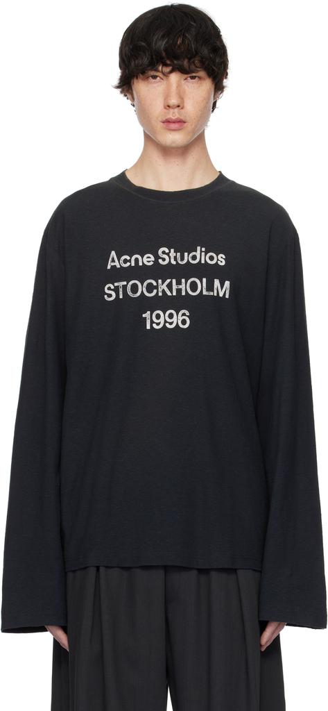 Acne Studios Black Relaxed Fit Logo T-shirt
