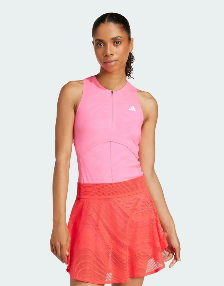 Adidas adidas Tennis pro climacool bodysuit and skirt set in pink and red 1