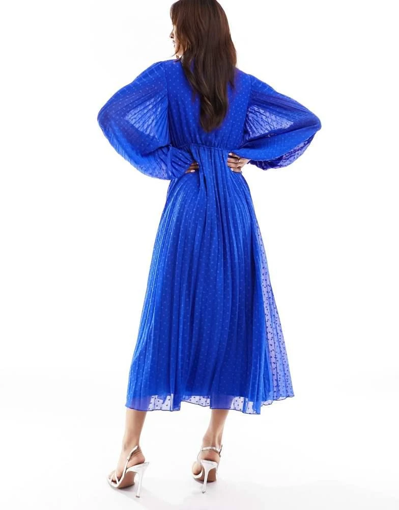 ASOS DESIGN pleated dobby chiffon wrap button detail maxi dress in cobalt   On Sale Now with Up to 20% Off | Discover Exclusive Deals & Savings at  BeyondStyle  Authentic ASOS