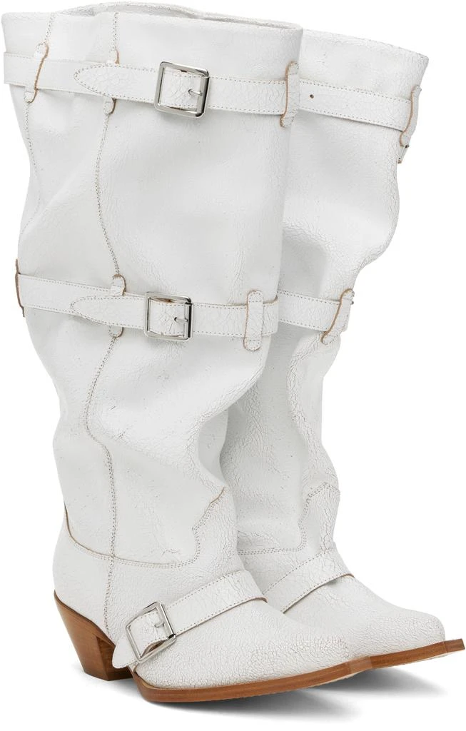 R13 White Buckled-Up Slouch Cowboy Boots 4