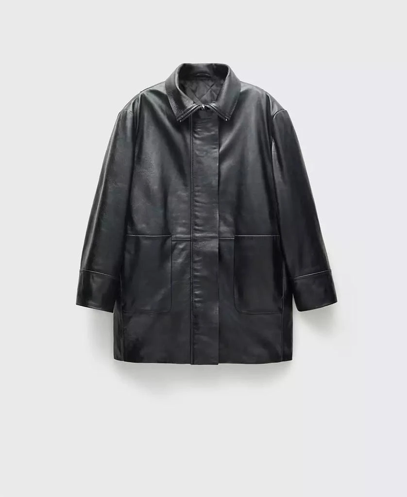 Mango Women's Oversize Leather Jacket 3