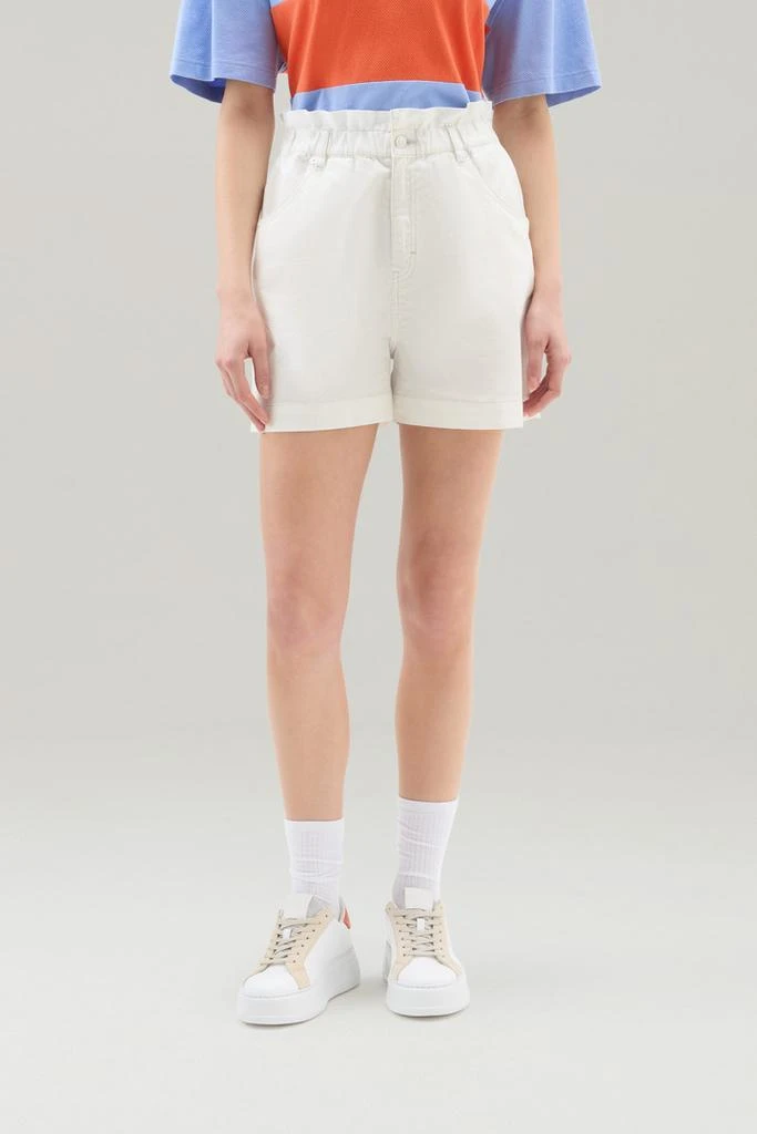 WOOLRICH Bermuda Shorts in High-Waisted Stretch Cotton Twill - Women - White 1