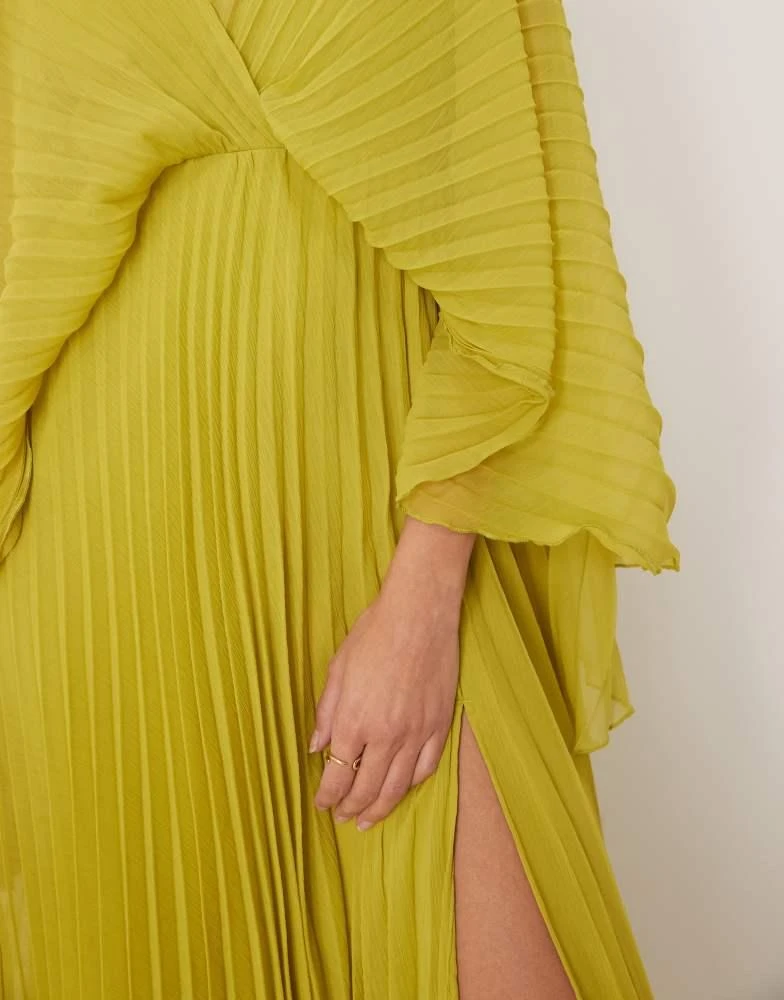 ASOS ASOS DESIGN cape detail pleated maxi dress in green 4