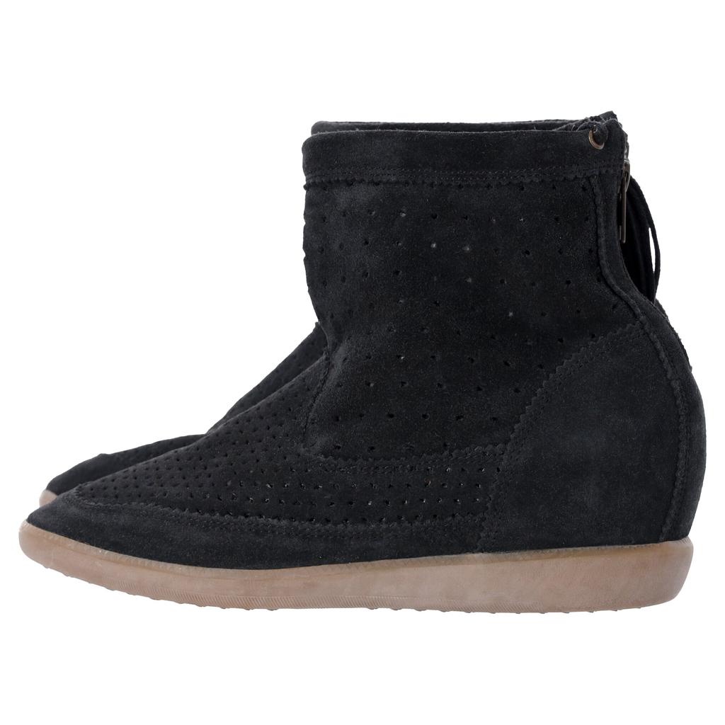 Isabel Marant Basley Tassel-Embellished Wedge Ankle Boots in Black Suede