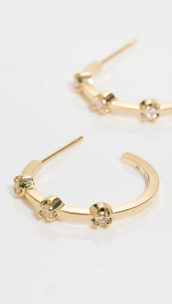 Jennifer Meyer 18k Small Hoops with 3 Illusion Set Diamonds 3