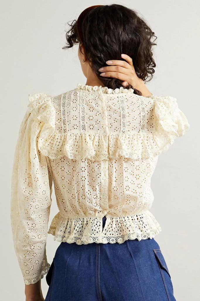 DÔEN Floryn lace-trimmed ruffled broderie anglaise cotton top 3