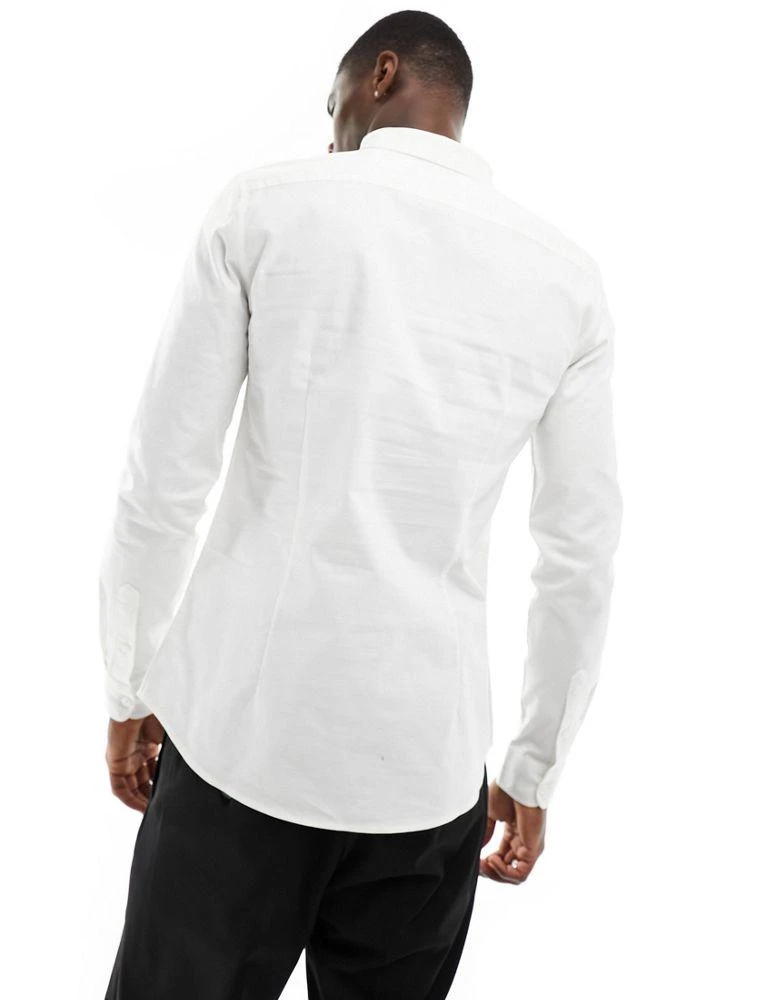New Look New Look long sleeve muscle fit shirt in white 4